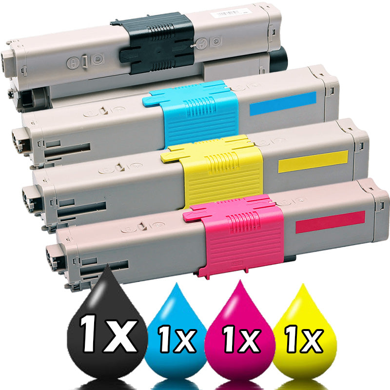 4 Pack OKI MC362w C310dn Compatible Toner Set 44469755-44469805 1BK,1C,1M,1Y