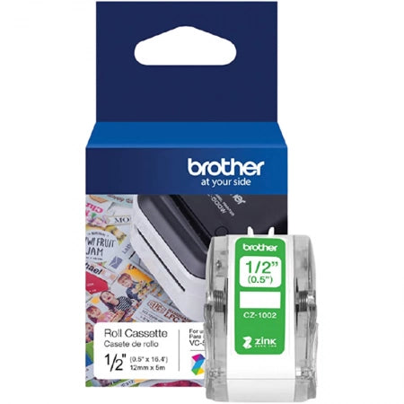 Brother CZ-1002 1/2 Colour Continuous Label Roll Cassette 12mm x 5m