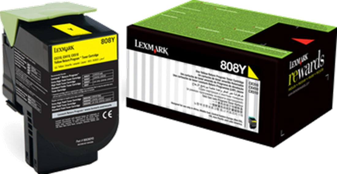 Genuine Lexmark 808Y 80C80Y0 Yellow Toner Cartridge 1K Print Yield