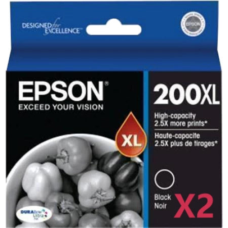 Twin Pack Epson 200XL C13T201192 HY Black Ink Cartridges