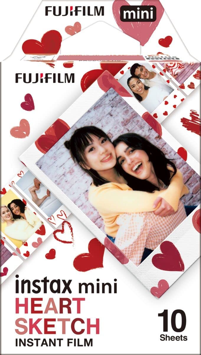 Pack of 10 FujiFilm instax mini Heart Sketch Film - Compatible with Fujifilm INSTAX Mini Camera