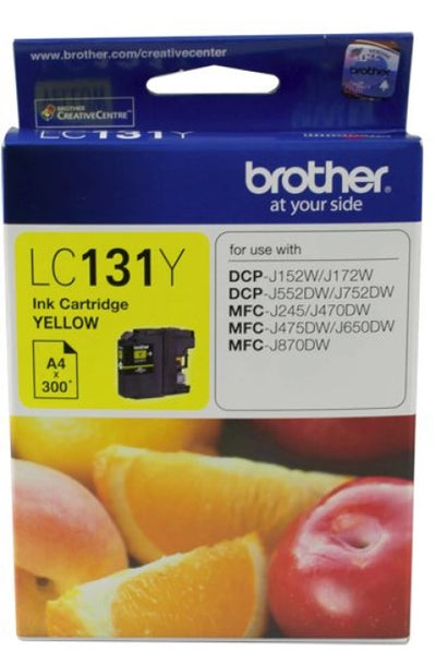 Brother LC-131Y Genuine Yellow Ink Cartridge 300 Print Yield