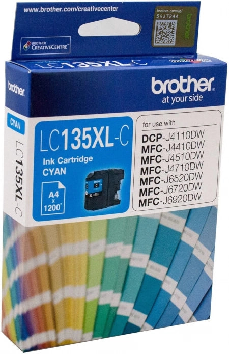 Genuine Brother LC-135XLC Cyan Ink Cartridge 1.2K Print Yield