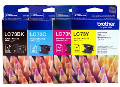 Genuine 4 Pack Brother LC73 Ink Cartridges 1BK,1C,1M,1Y
