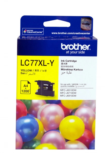 Genuine Brother LC77XLY Yellow High Yield Ink Cartridge 1.2K Print Yield