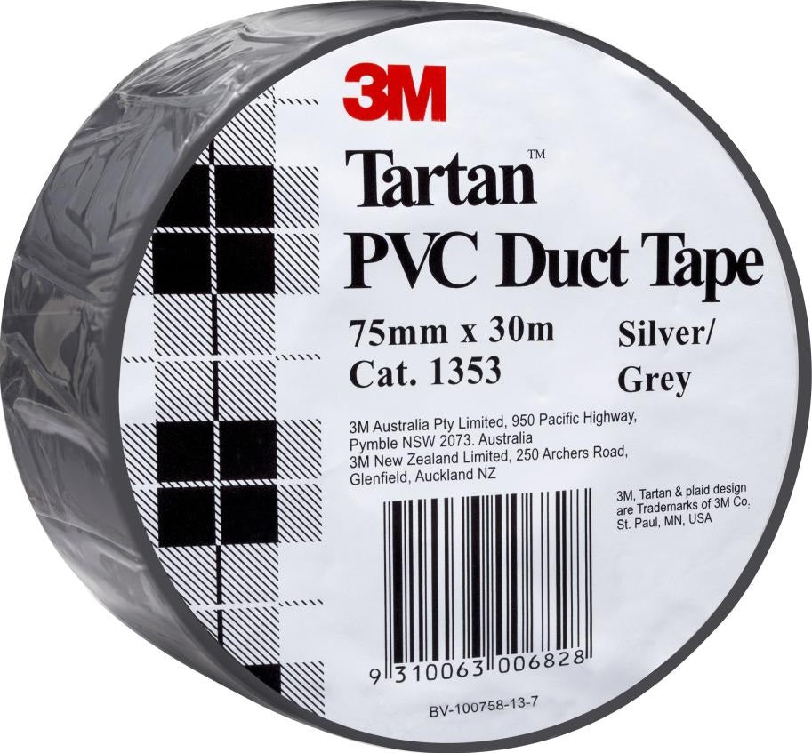 SP- TAPE PVC DUCT 3M TARTAN 75MMX30M SILVER GREY