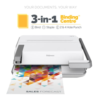 BINDING MACHINE FELLOWES LYRA 3-IN-1 MANUAL PLASTIC COMB WHITE
