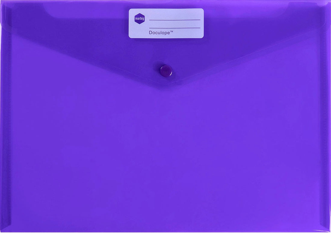 Marbig A4 Document Wallet with Button - Purple