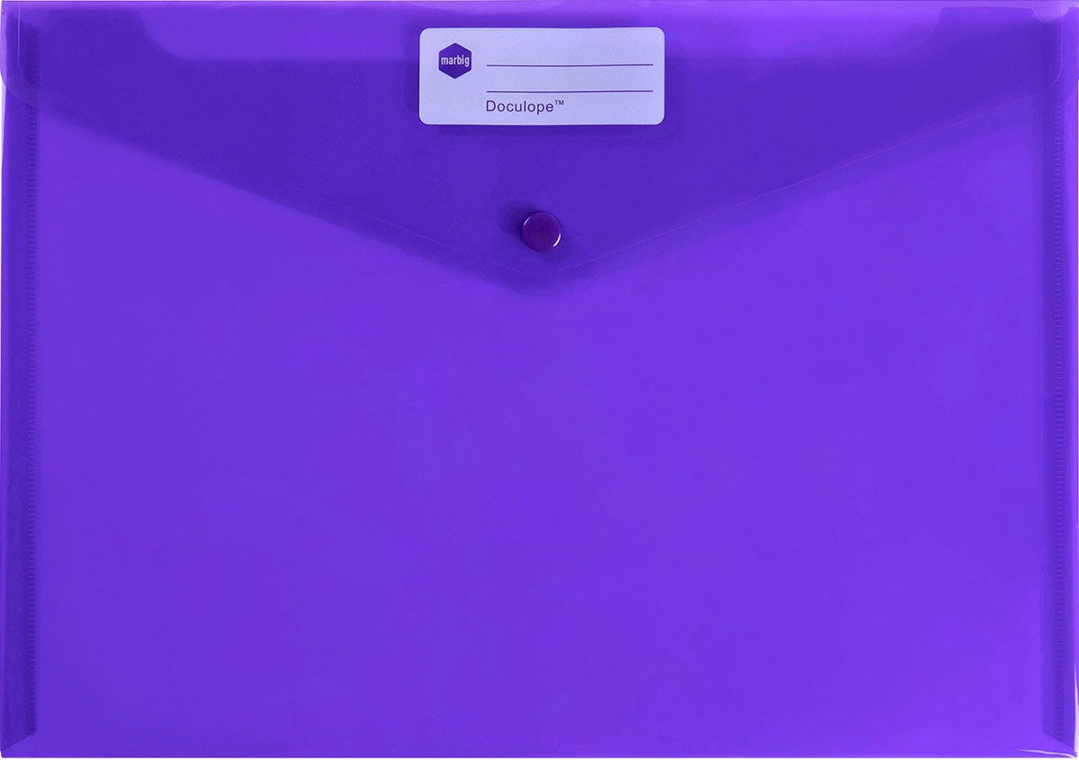 Marbig A4 Document Wallet with Button - Purple