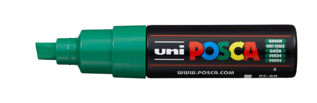 MARKER UNI POSCA PC8K CHISEL TIP GREEN