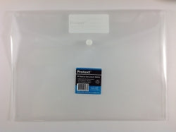 DOCUMENT WALLET PROTEXT A4 PP BUTTON CLOSURE CLEAR
