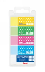 SP- ERASER PENTEL HI POLYMER ASSORTED COLOURS PK5