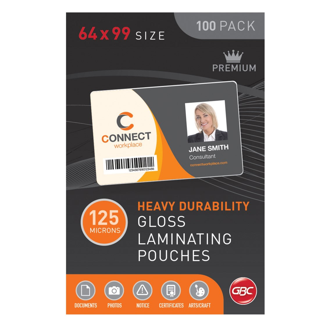 SP- LAMINATING POUCH GBC 64X99MM 125 MICRON GLOS