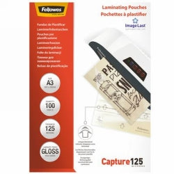SP- LAMINATING POUCHES FELLOWES A3 125 MICRON GLOSS PK100