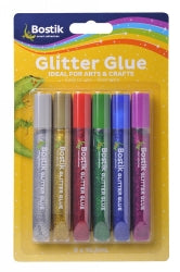 GLUE BOSTIK 10ML GLITTER ASST PK6