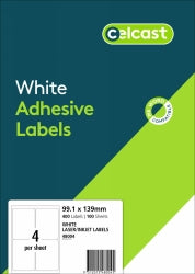 LABELS CELCAST 4UP 99.1X139MM LASER/INKJET WHITE PK100