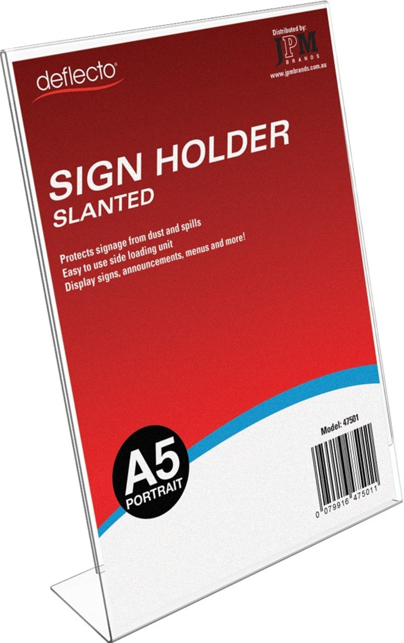 Deflecto A5 Sign Single Sided Slanted Document Holder Portrait 47501