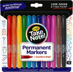 MARKER CRAYOLA FINE TAKE NOTE! PERMANENT PK12 ASSORTED