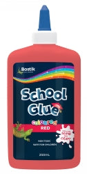 GLUE BOSTIK 250ML SCHOOL COLOURED RED