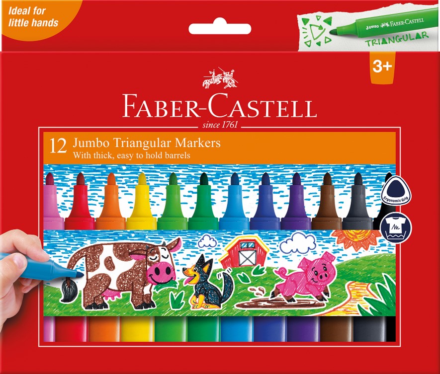 MARKERS FABER-CASTELL JUMBO TRIANGULAR PK12