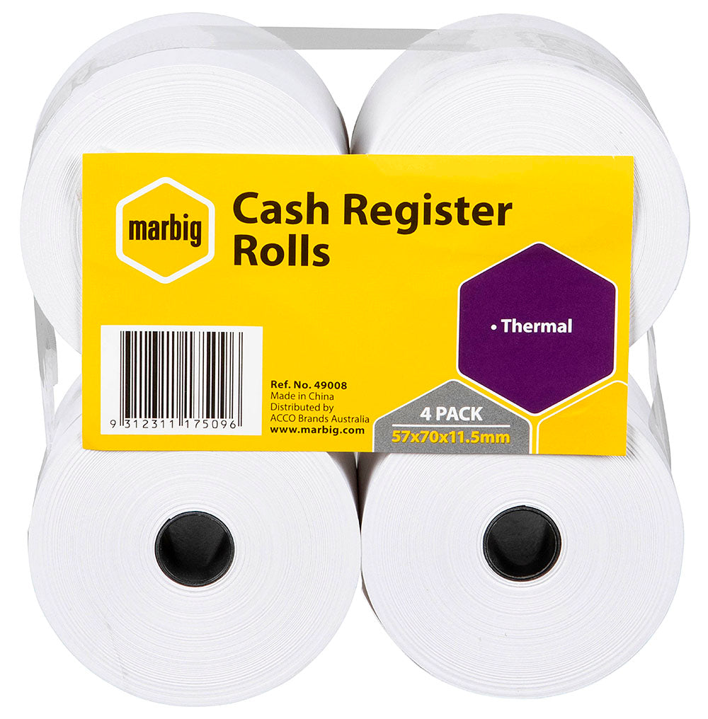 SP- CASH REGISTER ROLL MARBIG 57X70X11.5MM THERMAL PK4