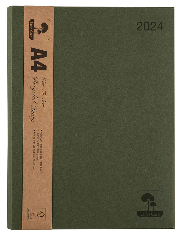 DIARY 2024 CUMBERLAND A4 EARTHCARE RECYCLED WTV GREEN