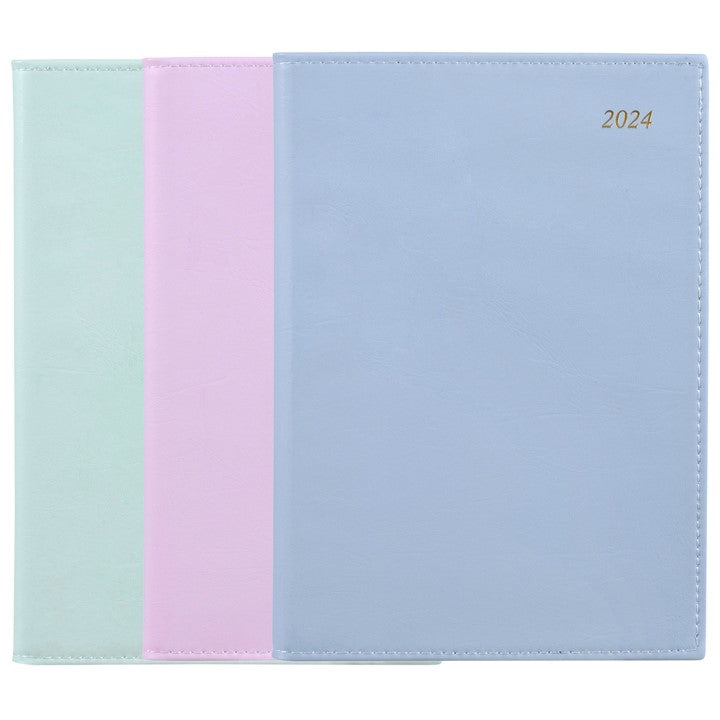 DIARY 2024 CUMBERLAND A6 105X148MM SOHO PVC SPIRAL WTV ASSORTED
