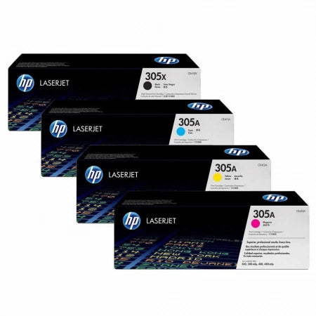 Genuine 4 Pack HP 305X 305A Toner Cartridges CE410X-CE413A 1BK,1C,1M,1Y