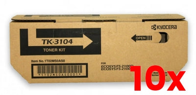 10 X Genuine Kyocera TK3104 Black Toner Cartridge FS2100 M3540 M3040 12,500 Pages