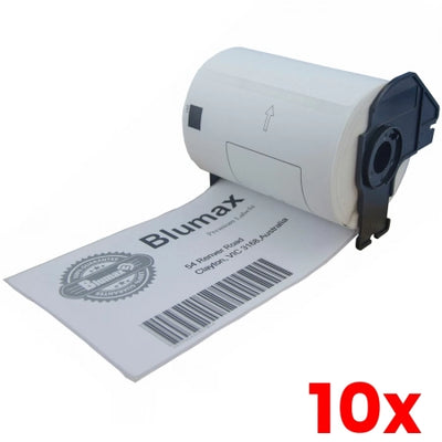 10 X Brother DK-11241 Compatible Thermal Die-Cut Labels W/Holder 200/Roll 102 x 152mm