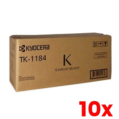 10 X Genuine Kyocera TK1184 Toner Kit 3,000 Pages