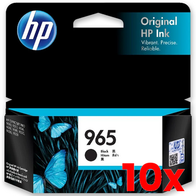 10 X Genuine HP 965 Black Ink Cartridge 1,000 Prints 3JA80AA