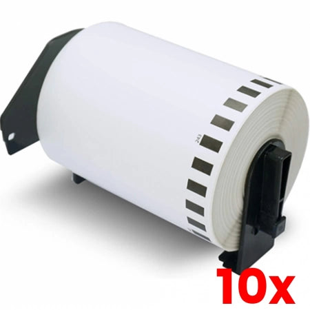 10 X Brother DK-22246 Compatible Black on White Thermal Continuous Paper Label Roll 103mm x 30.48M