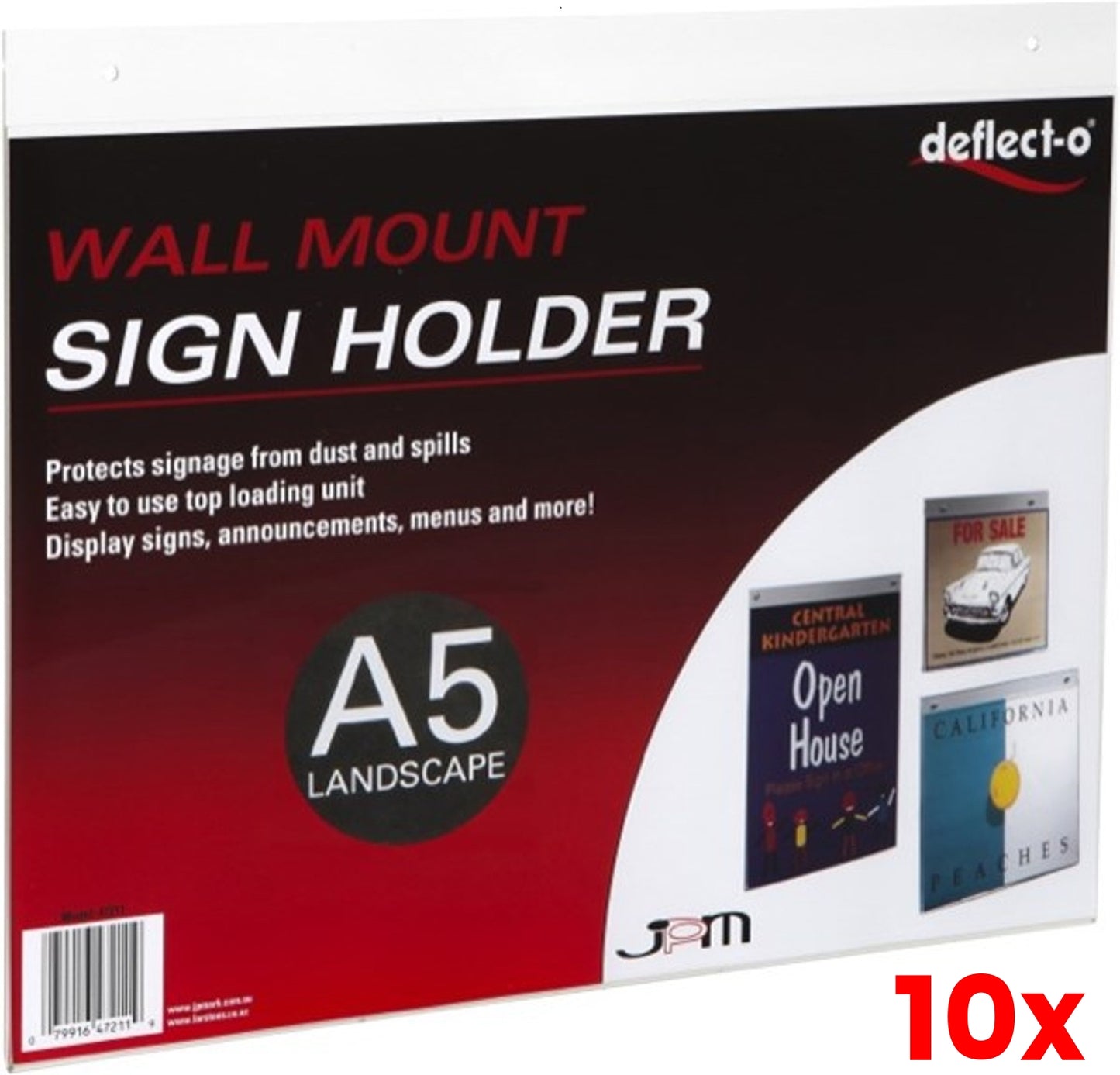 10 X Deflect-O A5 Wall Mounted Document Holder Landscape 47111
