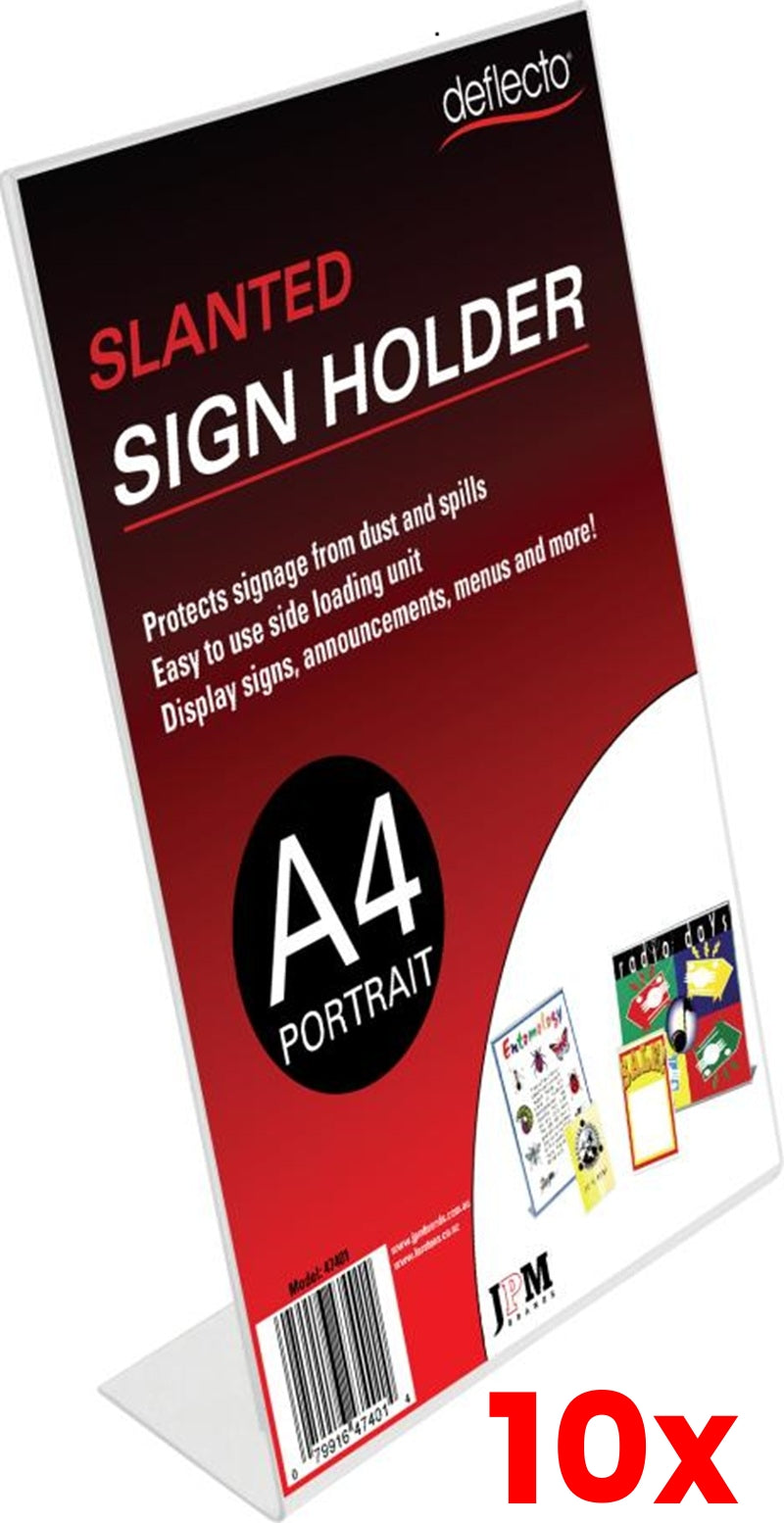 10 X Deflect-O Slanted Single Sided Document Holder A4 Portrait 47401