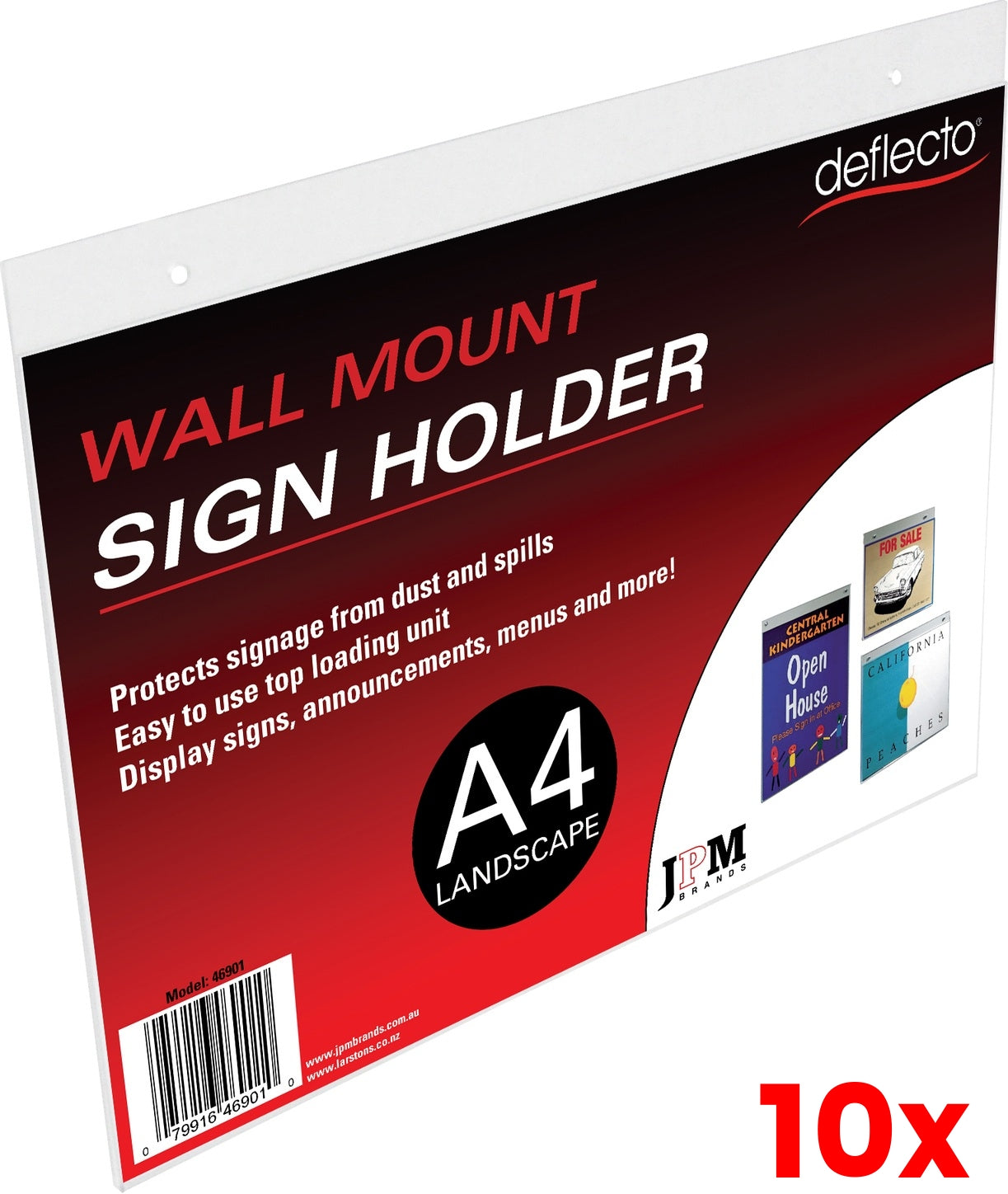 10 X Deflect-O A4 Landscape Wall Mounted Sign Holder