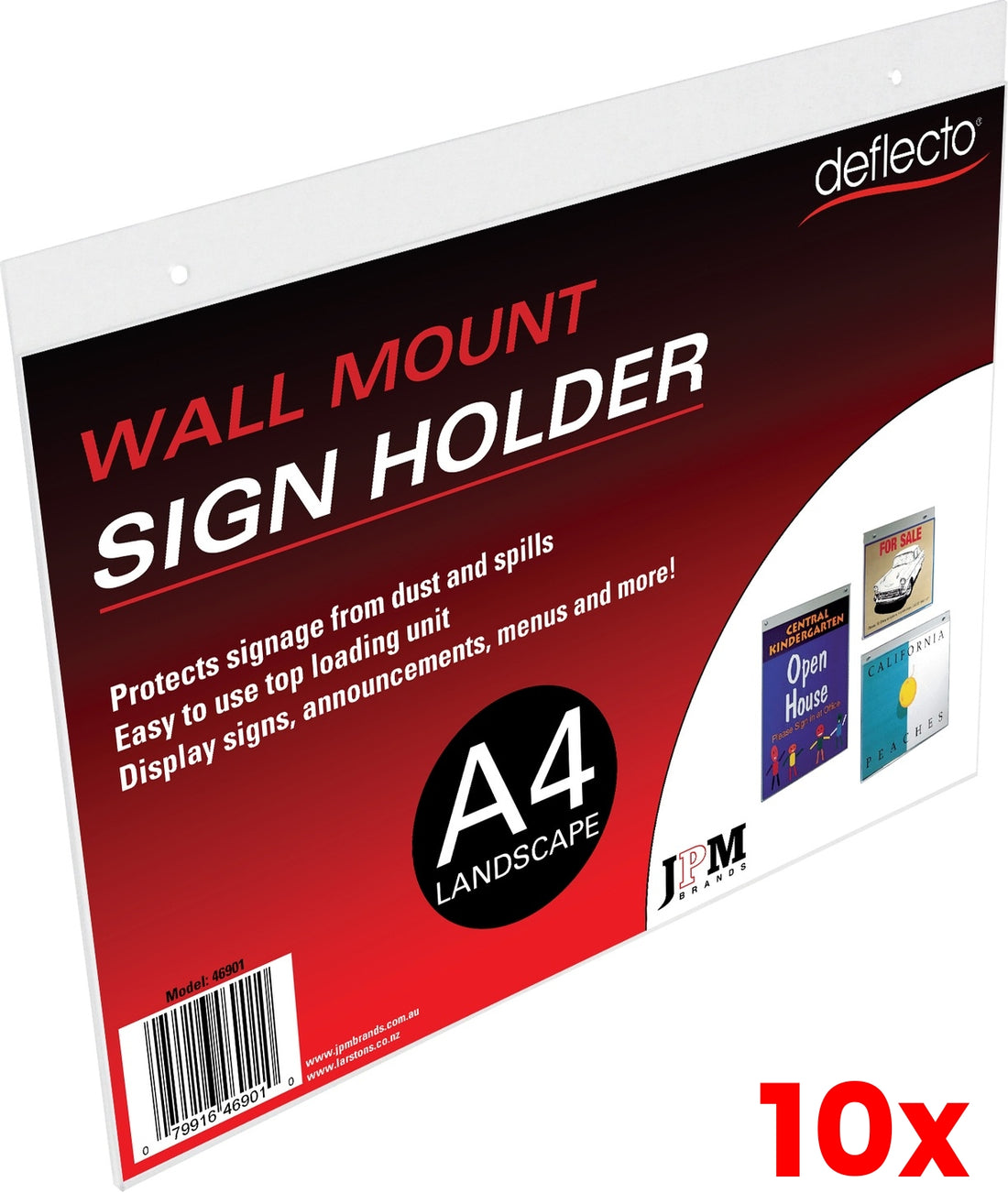 10 X Deflect-O A4 Landscape Wall Mounted Sign Holder