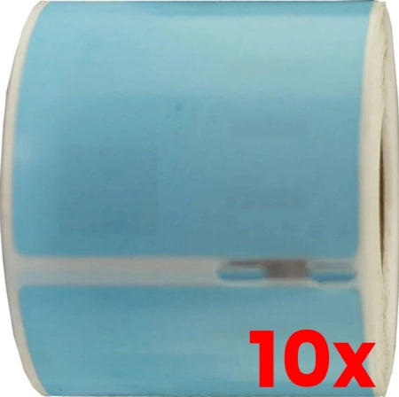 10 X Compatible Dymo SD99014 S0722430 54mm x 101mm Blue Shipping/Badge Thermal Ship Label Roll - 220 labels per roll