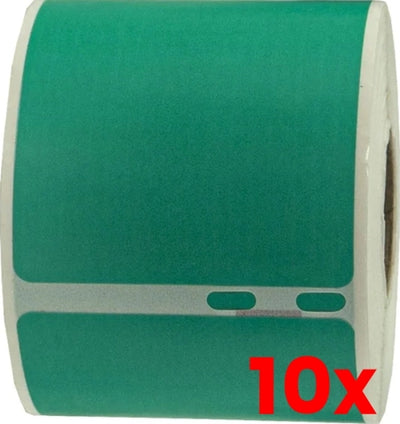 10 X Compatible Dymo SD99014 S0722430 54mm x 101mm Green Shipping/Badge Thermal Ship Label Roll - 220 labels per roll