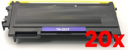 20 X Brother TN-2025 Black Toner Cartridge Compatible 2,500 Pages