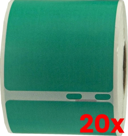 20 X Compatible Dymo SD99014 S0722430 54mm x 101mm Green Shipping/Badge Thermal Ship Label Roll - 220 labels per roll