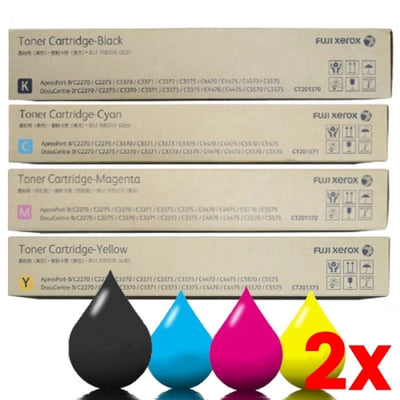 2 X Genuine Pack Of 4 Fuji Xerox CT201370-CT201373 toner set 1BK,1C,1M,1Y