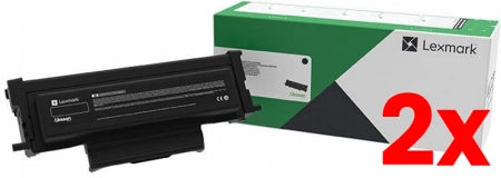 2 X Genuine Lexmark B226000 Black Toner Cartridge B2236 MB2236 1,200 pages