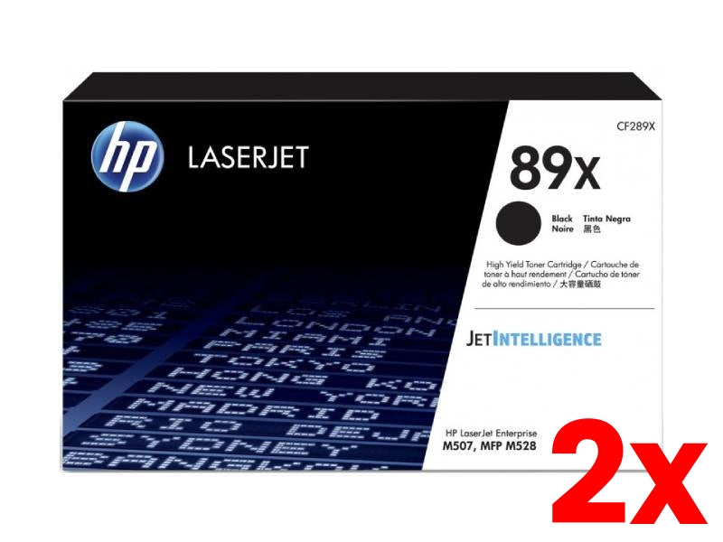 2 X Genuine HP 89X CF289X Black Toner Cartridge 10,000 Prints