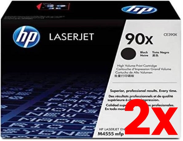 2 X Genuine HP 90X CE390X Black Toner Cartridge 24,000 Print