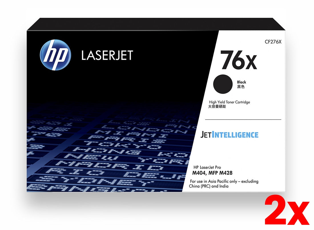 2 X Genuine HP 76X CF276X Black Toner Cartridge 10,000 Page