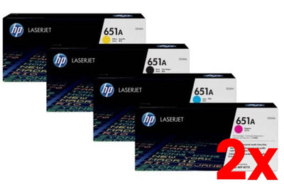 2 X Genuine 4 Pack HP 651A Toner Cartridges 1BK,1C,1M,1Y (CE340A-CE343A)