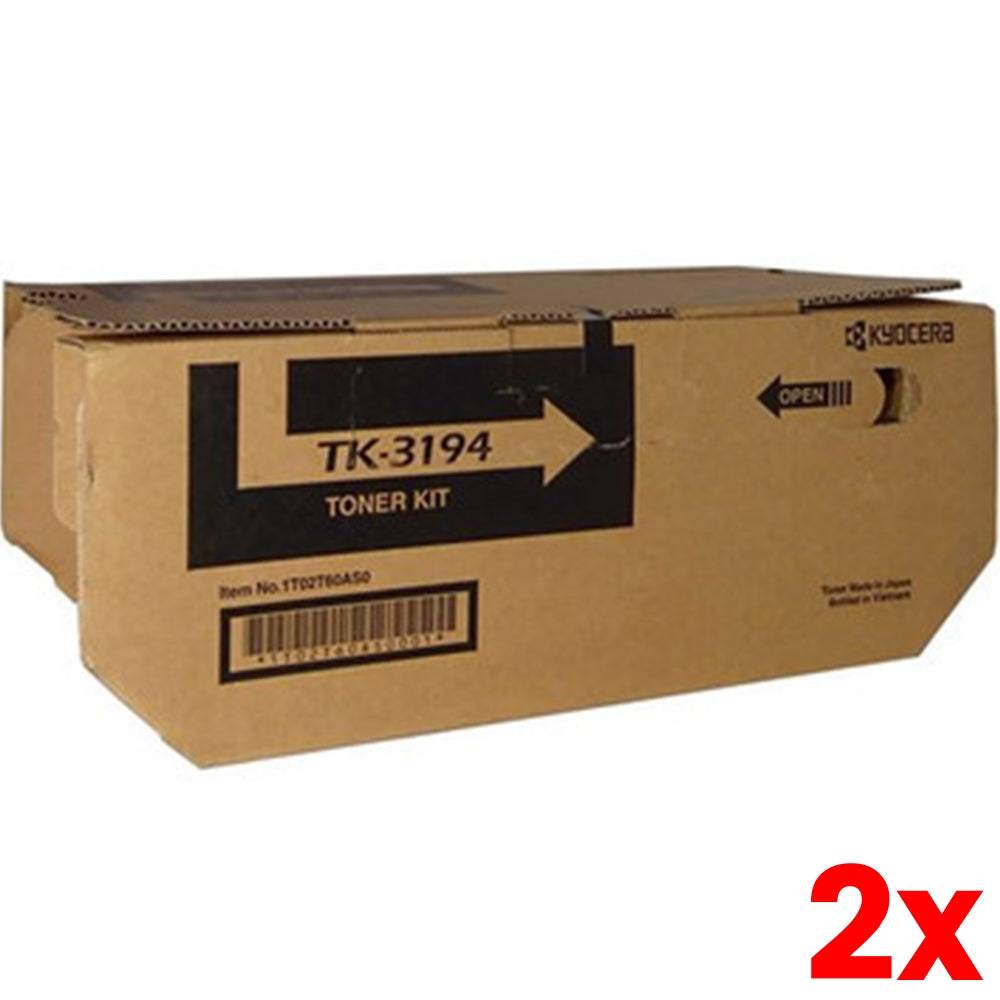2 X Genuine Kyocera TK3194 Black Toner Cartridge 25,000 Page