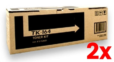 2 X Genuine Kyocera TK164 Black Toner Kit 2,500 Prints