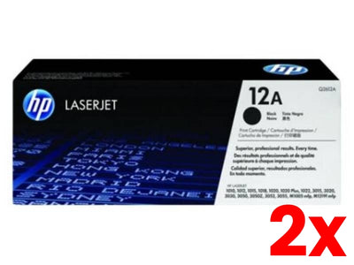 2 X Genuine HP 12A Q2612A Black toner cartridge 2,000 Page